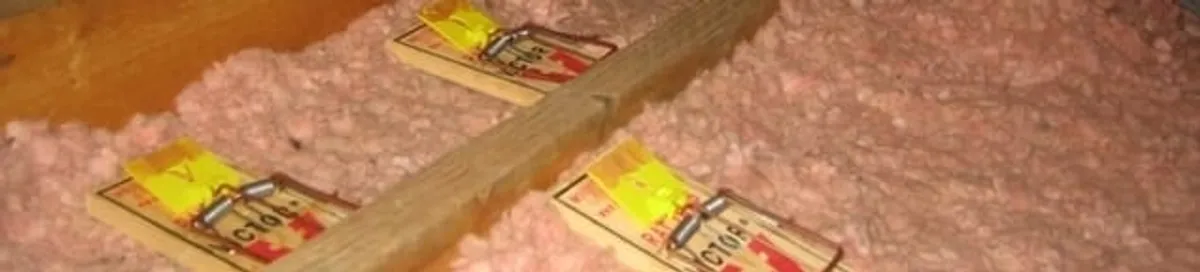 Mouse traps placed in an attic for rodent control in Richmond, VA